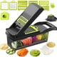 thumbnail image 1 of Picador de verduras 12 en 1, cortador de mandolina resistente, picador de patatas, cebolla, picador de alimentos, picador de verduras con pelador de verduras, protector de mano y contenedor (negro) Fason WMYD-8, 1 of 6