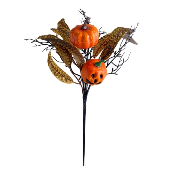 HBICUIH Halloween Pumpkin Leaf Branch, Plastic Home Floral Arrangement Accessory for Halloween Party Decor
