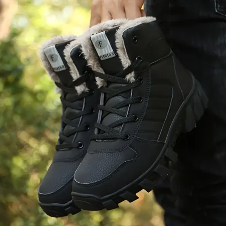 

Men‘s Warm Cotton Comfortable Waterproof Anti-skid Snow Boots Hiking Shoes Winter