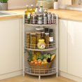 thumbnail image 3 of Open Floor Shelves, Free-Standing Shelf Units, Triangular Curved Corner Shelf Stand for Small Space, Ideal for Bathroom,Kitchen, 3 of 7