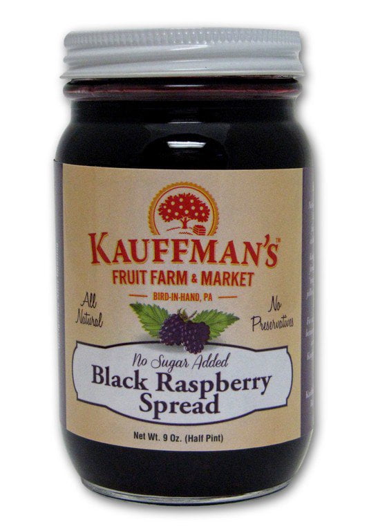 Kauffman Orchards Black Raspberry Fruit Spread, All Natural, No Granulated Sugar Added, 9 Oz. Pack of 6