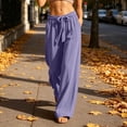 thumbnail image 5 of Karymi Jean Shorts Linen Blend Wide Leg Pants, Elastic Drawstring Waist Casual Loose Trousers with Pockets, Solid Lightweight Flowy Pants Wide Leg Pants Woman, 5 of 6