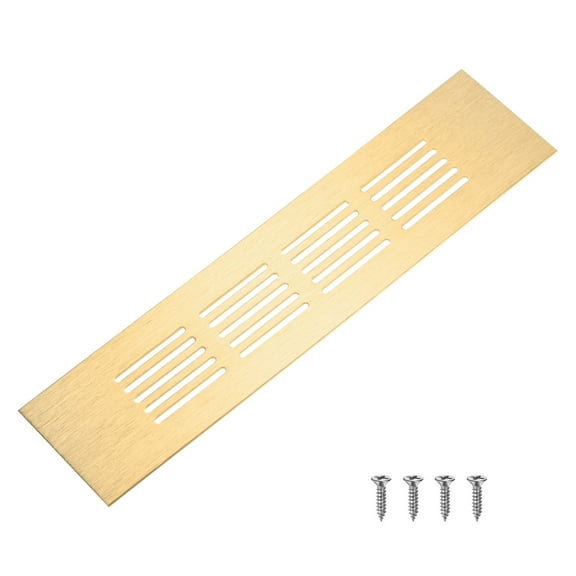 Uxcell 1-Pack Aluminum Alloy Door Air Vent Cover, 8x2"/200x50mm Ventilation Grille with Screws for Cabinet [Brushed Gold]