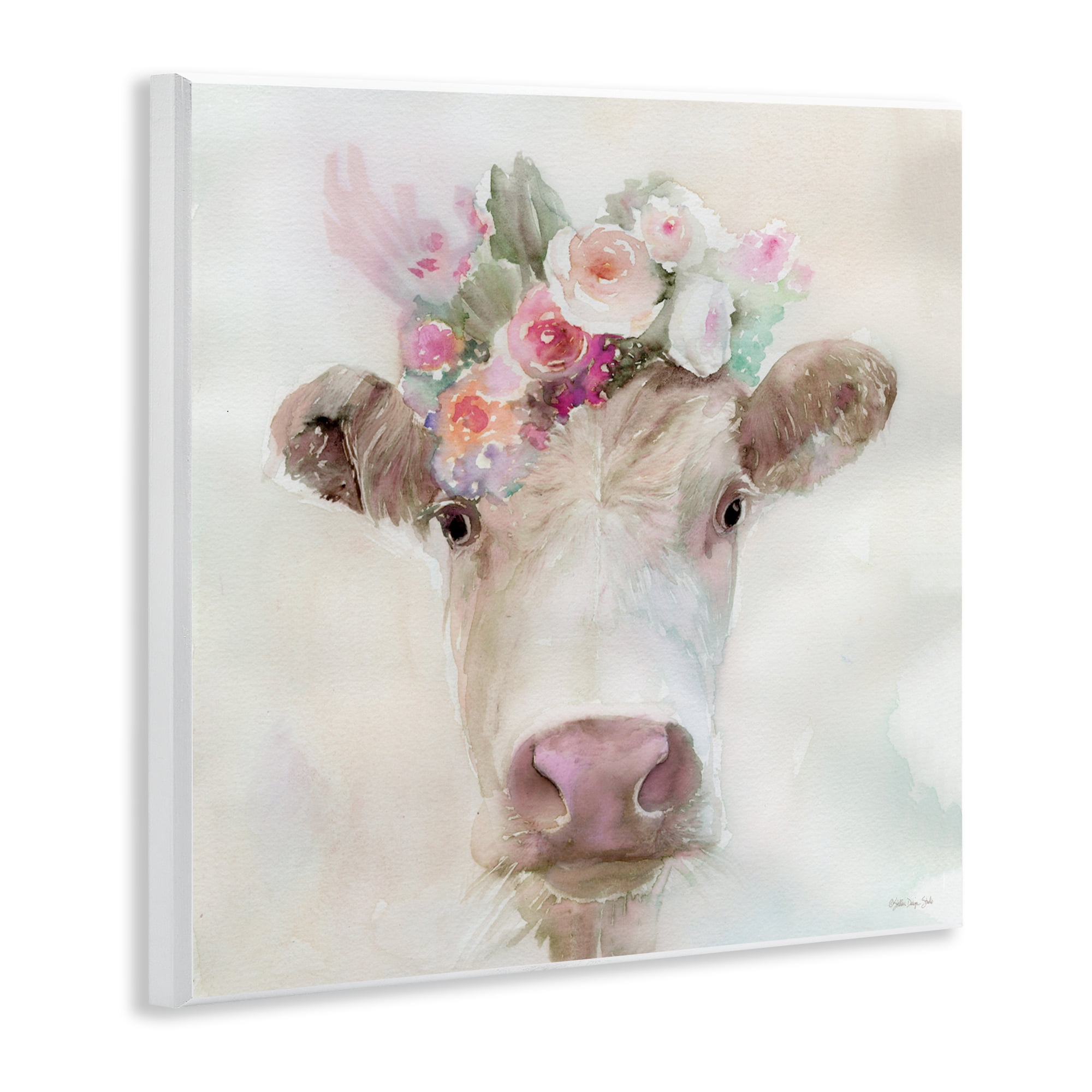 Stupell Industries Betsy Cow with Flowers Wall Plaque Art, design by Stellar Design Studio