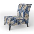 thumbnail image 3 of Designart "Victorian Roses In Cobalt Blue" Blue Rose Pattern Upholstered Accent Chair - Cottage Arm Chair For Bedroom, 3 of 7