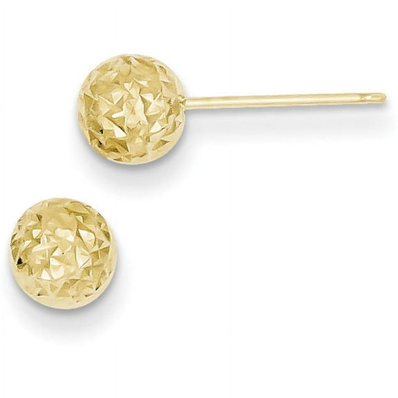 Primal Gold 14 Karat Yellow Gold Diamond-Cut Ball Post Earrings