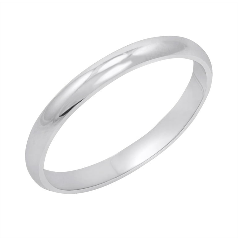 Women's 14K White Gold 2mm Traditional Plain Wedding Band (Available Ring  Sizes 4-8 1/2) Size 6