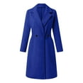 thumbnail image 5 of Baberdicy Woolen Coat Women's Faux Wool Coat Blouse Thin Coat Trench Long Jacket Ladies Slim Long Belt Elegant Overcoat Outwear Wool Coats for Women Blue 2, 5 of 5