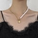 thumbnail image 4 of Collar con cadena de perlas y clavícula cosida, collar retro de aleación cosido, 4 of 6