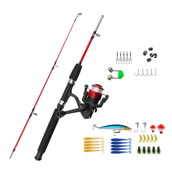 de pesca para niños con señuelos caña de pesca telescópica y aparejo de pesca de carrete Set para niños Actividades infantiles para padres Caña de pesca roja