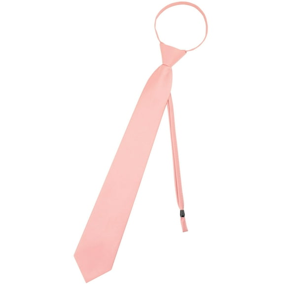 Vesuvio Napoli Pretied Men'S Necktie Solid Blush Pink Color Mens Zipper Neck Tie