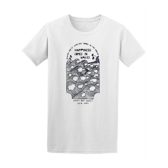 Happiness Comes In Waves Retro Surfing T-Shirt - Image by Shutterstock, Male Medium