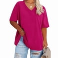 thumbnail image 2 of Plus size womens clothes tops Summer V Neck Short Sleeved Solid T Shirts Dressy Casual Short Sleeve Tees Loose Fit Cotton Tunic Tops, 2 of 4