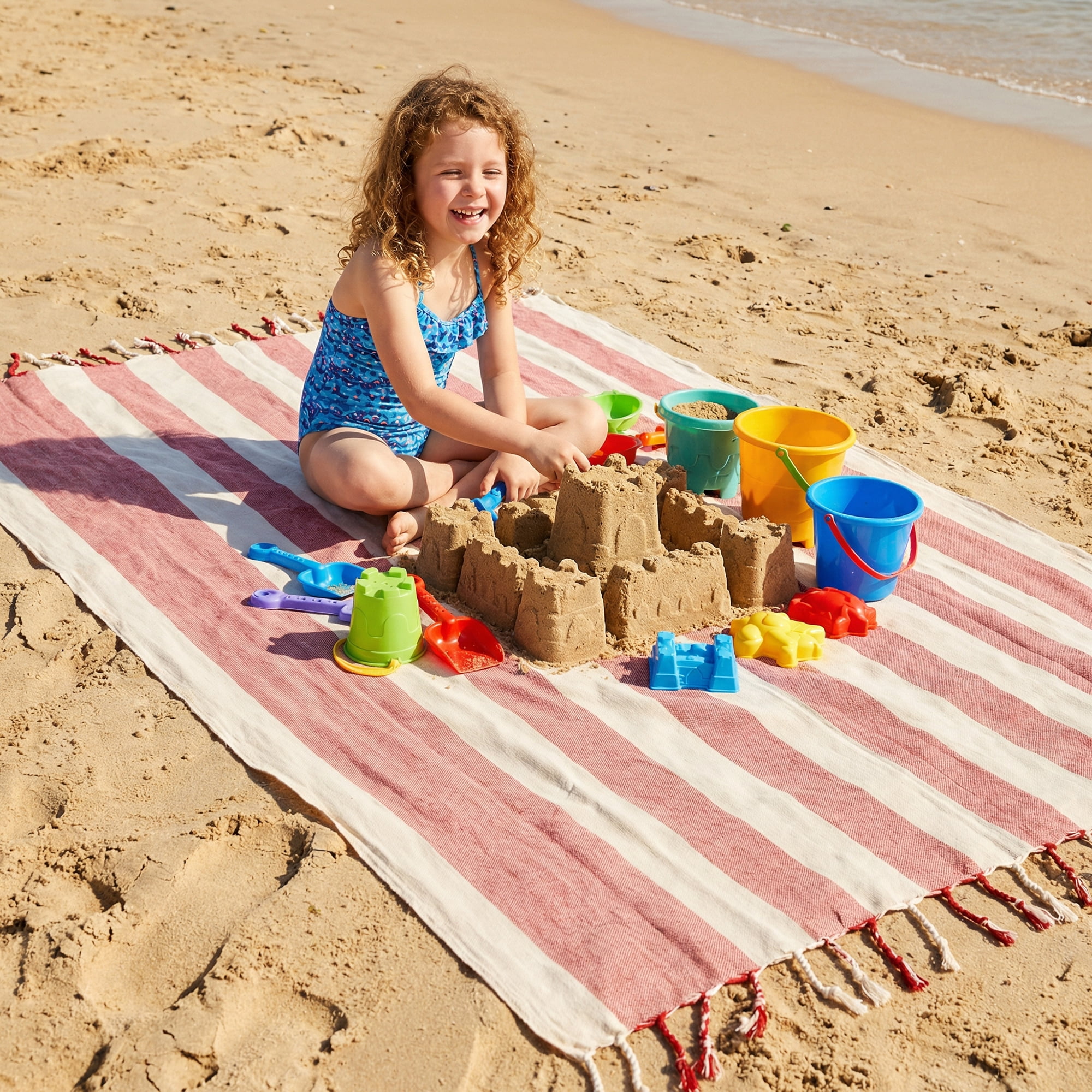Unique Bargains Stripe Lightweight Absorbent Quick Dry Beach Towel Red 71" x 40"
