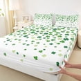 thumbnail image 3 of Manfei Green White Queen Sheet Sets,St.Patrick Day Flat Sheet,Lucky Four Leaf Clover Queen Fitted Sheet For Girls,Breathable Home Decor,4pcs, 3 of 7