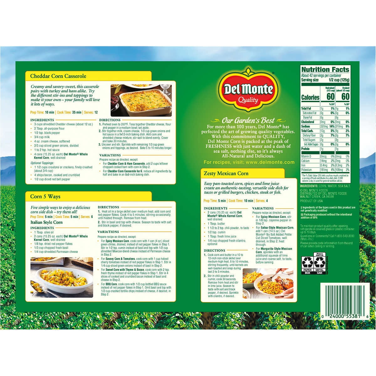 Del Monte Whole Kernel Corn 15.25 Ounce (Pack of 12)