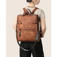 thumbnail image 4 of Mochila de piel para portátil FADEON para mujer, marrón, impermeable, 4 of 9