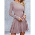 thumbnail image 4 of Long-Sleeved Sweater Dress, Autumn Dress, Round Neck, High Waist, Slim Dress, Women'S Casual Dress Lotus Pink S, 4 of 8