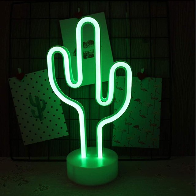 Letrero de luz LED para decoración de pared, luz nocturna USB/funciona con pilas, neón para Navidad, regalo de cumpleaños, fiesta, sala de estar, decoración de boda (cactus)