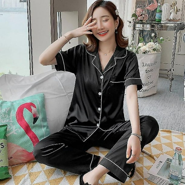 Pijamas De Seda Mujer Vestido Pijama Bata De Saten Mujer Pijamas