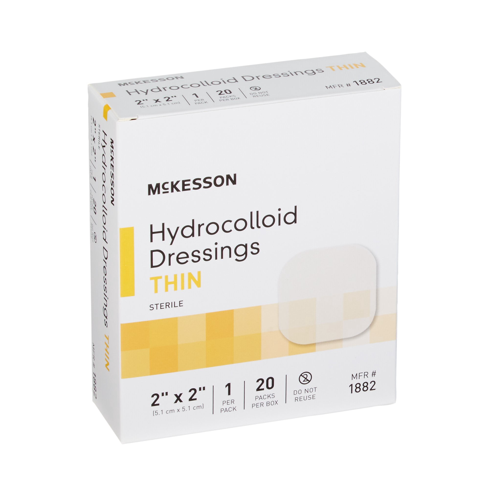 McKesson Hydrocolloid Wound Dressing, Sterile Thin Bandage, 2 in x 2 in, 20 Count, 20 Packs, 400 Total