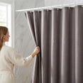 thumbnail image 7 of REGALWOVEN Plaid Textured Shower Curtain Sets, Modern Weighted Bath Curtain with 12 Hooks for Bathroom, Hotel Decor Dark Grey 71"W x 71"L, 7 of 7