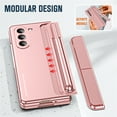 thumbnail image 3 of ELEHOLD Rugged Case for Samsung Galaxy Z Fold 5 Full Body Protective Hinge Protection Hidden Kickstand Built-in Screen Protector Removable Pen Slot Free Stylus Shockproof Case for Z Fold 5,Rosegold, 3 of 7