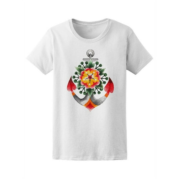 Watercolor Anchor With Plants Tee Women's -Image by Shutterstock