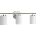 thumbnail image 4 of Replay Collection 3-Light Etched White Glass Modern Bath Vanity Light Brushed Nickel, 4 of 4