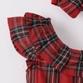 thumbnail image 4 of Robes pour Filles Manches Volantes en Maille Col Rond Robe Décontractée Unie Rouge 3-4 Ans, 4 of 4