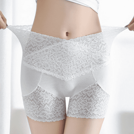 Fulorrnie Underwear for Women Plus Size Seamless High Waisted Comfort Panty Cute Boyleg Elastic Waist Tummy Control Panties  White  XL