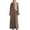 Brown, variant on Fesfesfes Women Dress Loose Robe Casual Dress Foundation Solid Color Large Dress Round Neck Long Sleeve Dress or