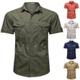 thumbnail image 3 of guisaled Mens Work Shirt Tactical Cargo Military Casual Regular Fit Button Down Shirt Summer Short Sleeve Work Fishing Shirts Tops, 3 of 3