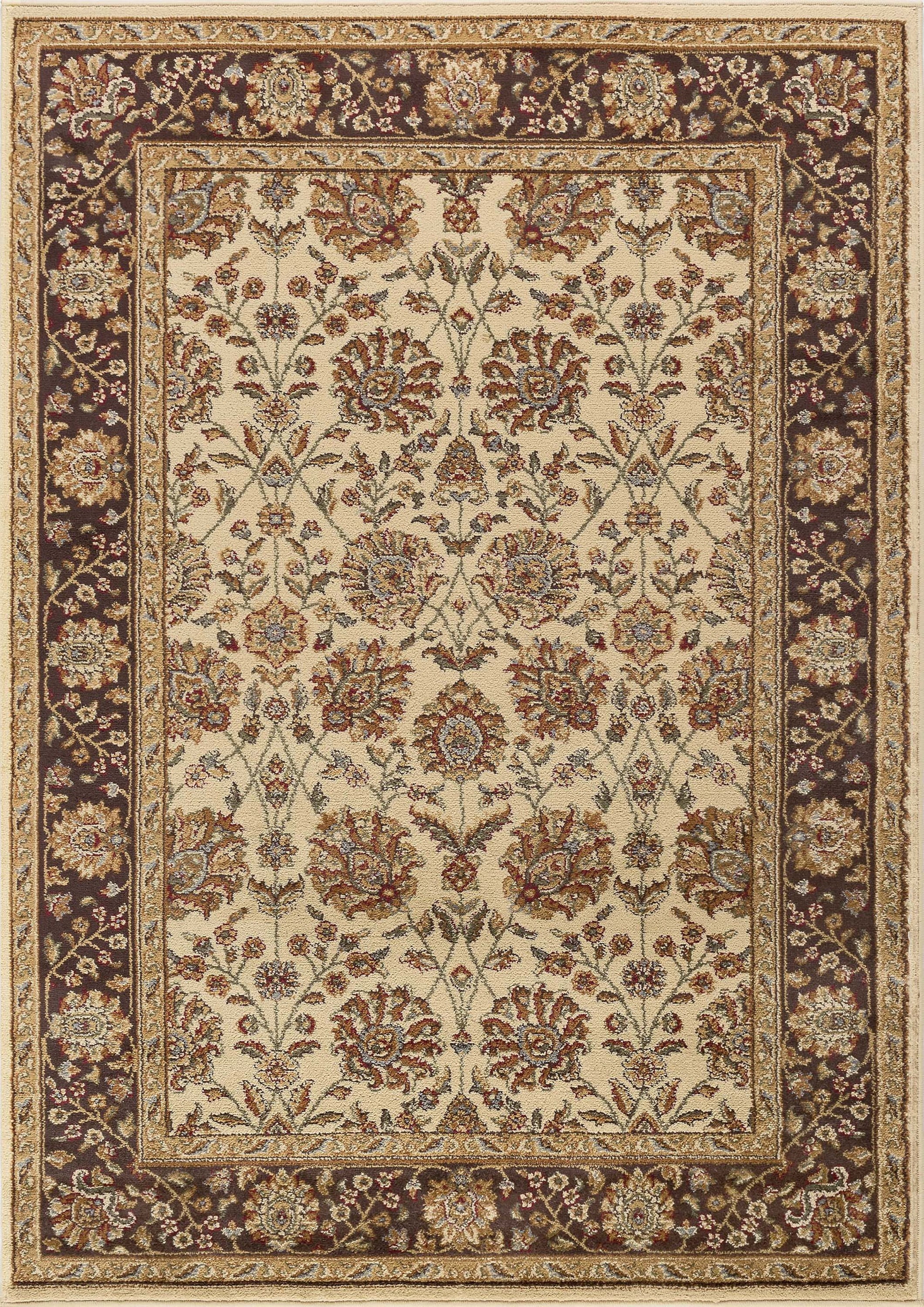 Transitional 5x7 Area Rug (5' x 7') Floral Beige, Sage Green Living Room Easy to Clean