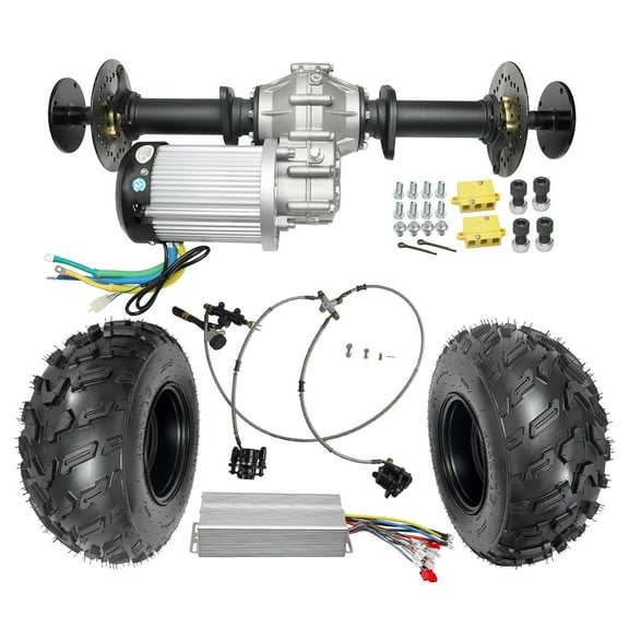 32" Golf Cart Rear Differential Axle Kit with Powerful 60V 3000W DC Brushless Motor 5000RPM For DIY Electric Vehicles ATVs, UTVs, Quads, Buggy, Dolly Carts, Trikes, Go Kart (22x10-10 Wheels)