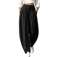 thumbnail image 3 of Cmtiyu Linen Pants Women, Casual High Waist Lightweight Palazzo Pants with Pockets, Comfort Loose Outdoor Pants, S-2XL, 3 of 10
