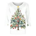 thumbnail image 5 of HOMBOM Womens Tops Crewneck Casual White Snowflakes Cute 3/4 Sleeve Christmas Shirts for Ladies, 5 of 5