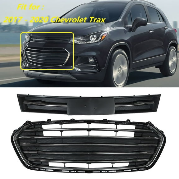 Labwork Front Bumper Grille Chrome Center & Upper Grill 42615979 42546373 Fit for 2017 2018 2019 2020 Chevrolet Trax