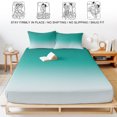thumbnail image 5 of Twin XL Size Fitted Sheet Set - Teal Ombre 2 Piece Bedding Sets 16" Deep Pocket Fitted Sheet with 1 Pillowcases, Turquoise White Gradient Modern Abstract Art Brushed Microfiber Hotel Bed Sheets, 5 of 9