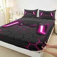thumbnail image 3 of Feelyou 3D Pink Gamepad Full Size Sheets for Boy, Video Games Controller Bed Sheets, Neon Gradient Honeycomb Sheet Sets, Super Cozy Room Decor, 4pcs, 3 of 7