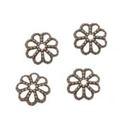 Antiqued Brass Openwork Beaded Daisy Bead Caps 1.5mm x 7mm (50)