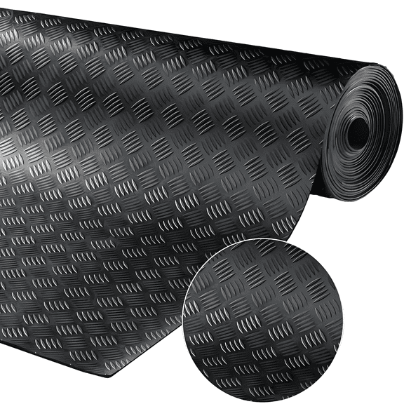Petoto Garage Floor Mat Rolls, 3mm Anti-Slip Rubber Flooring Roll for Basement, Under Car, Workshop, Truck, 16.5' x 3.3'
