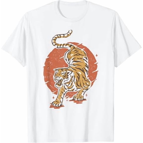 Fearless Japanese Tiger Sun Vintage T-Shirt