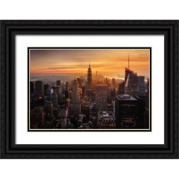 Ruiz Dueso, Jorge 32x23 Black Ornate Wood Framed with Double Matting Museum Art Print Titled - Manhattans light