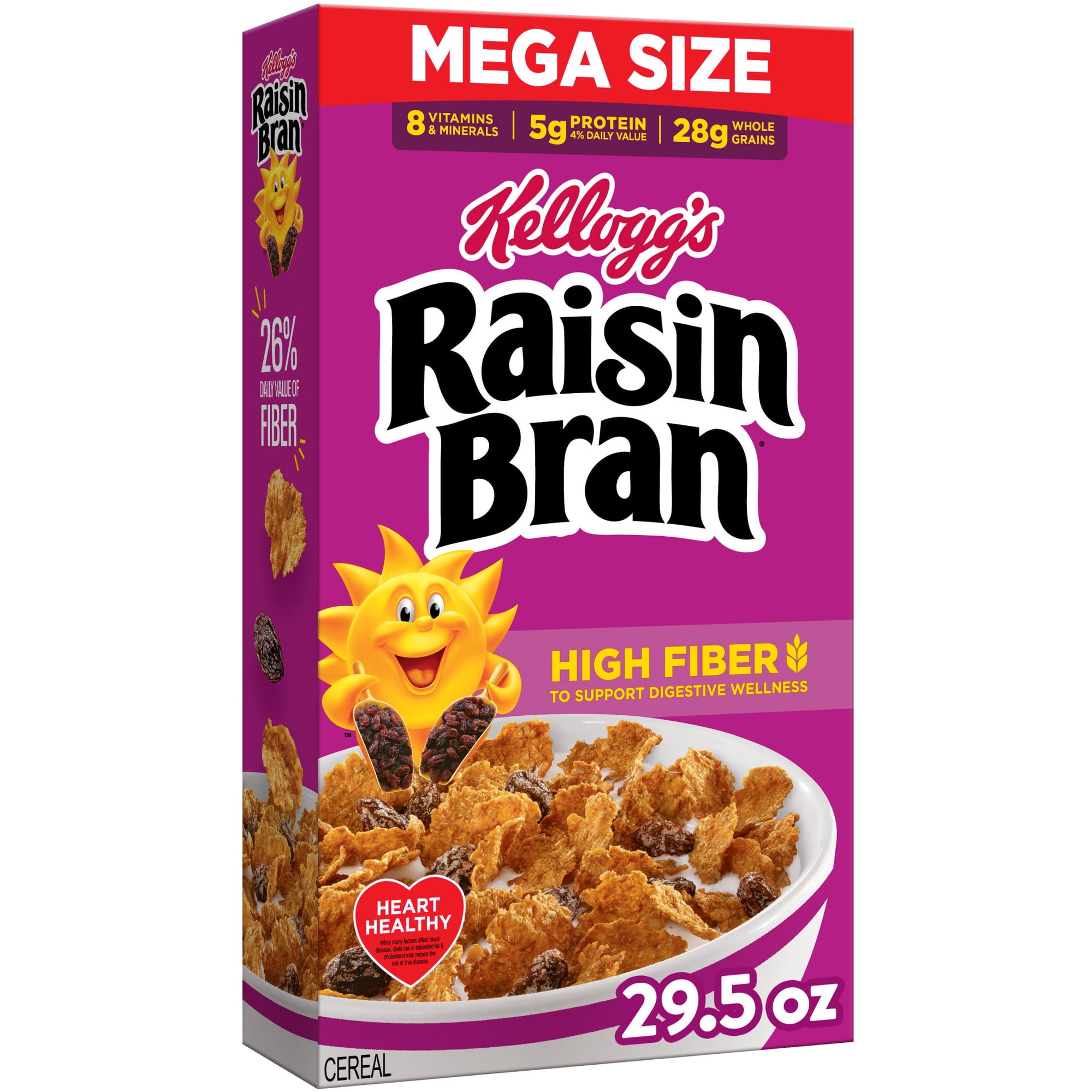Kellogg's Raisin Bran Original Breakfast Cereal, High Fiber, Mega Size, 29.5 oz