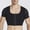 Black, variant on Men Solid Sheer Short Sleeve Chest Binder, Front Hook Wide Square Neck Compression Shirt Shaper Top Male Body Shaping Crop Shirt Size 2XL Black