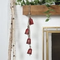 thumbnail image 2 of DecMode Tibetan Inspired Cascading Red Metal Cylindrical Decorative Cow Bells with 4 Bells on Jute Hanging Rope, 2 of 10