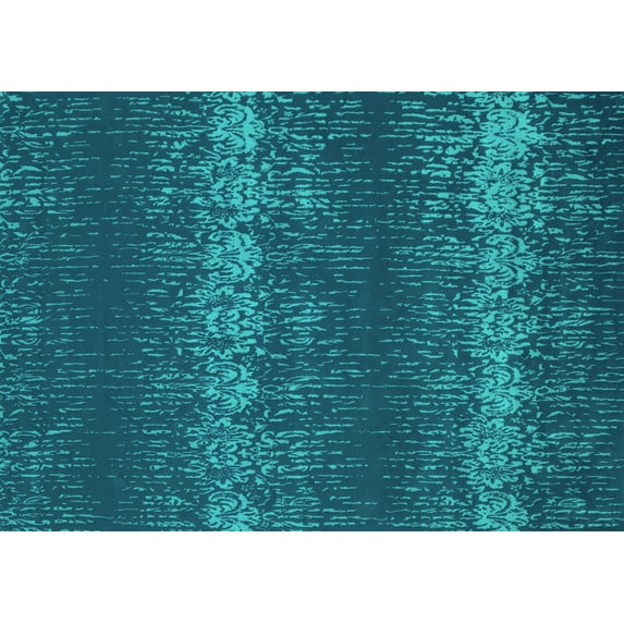 Ahgly Company Machine Washable Indoor Rectangle Persian Turquoise Blue Bohemian Area Rugs, 7' x 9'