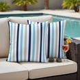 thumbnail image 4 of Navy Blue Stripe Outdoor Waterproof Pillow Covers, Ombre Geometric Grey Vertical Striped Decorative Square Throw Pillowcase Sofa Cushion Sham for Patio/Couch/Chair, 24"x24" 2 Pack, 4 of 8