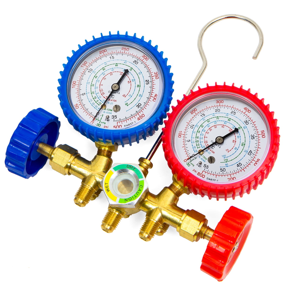 Stark USA 5' HVAC Gauges Fits for R410A, R22, R404A, AC Gauge Set with Quick Couplers, Adapter for Car A/C System Automotive Air Conditioning Maintenance